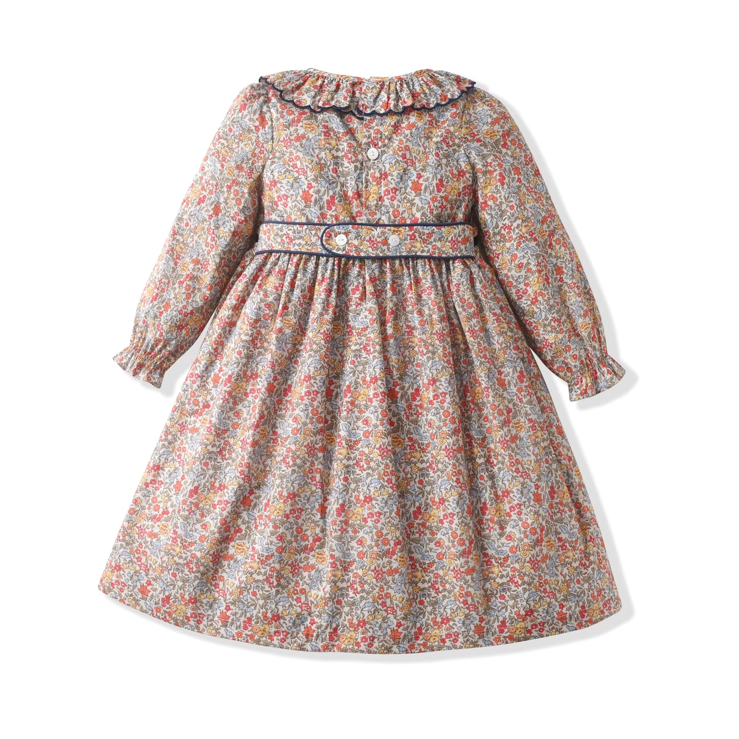 Vintage Meadow Floral Dress with Ruffled Collar,12M to 7T