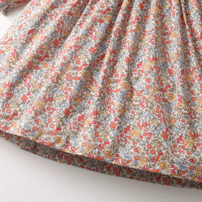 Vintage Meadow Floral Dress with Ruffled Collar,12M to 7T