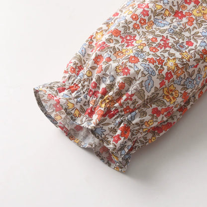 Vintage Meadow Floral Dress with Ruffled Collar,12M to 7T