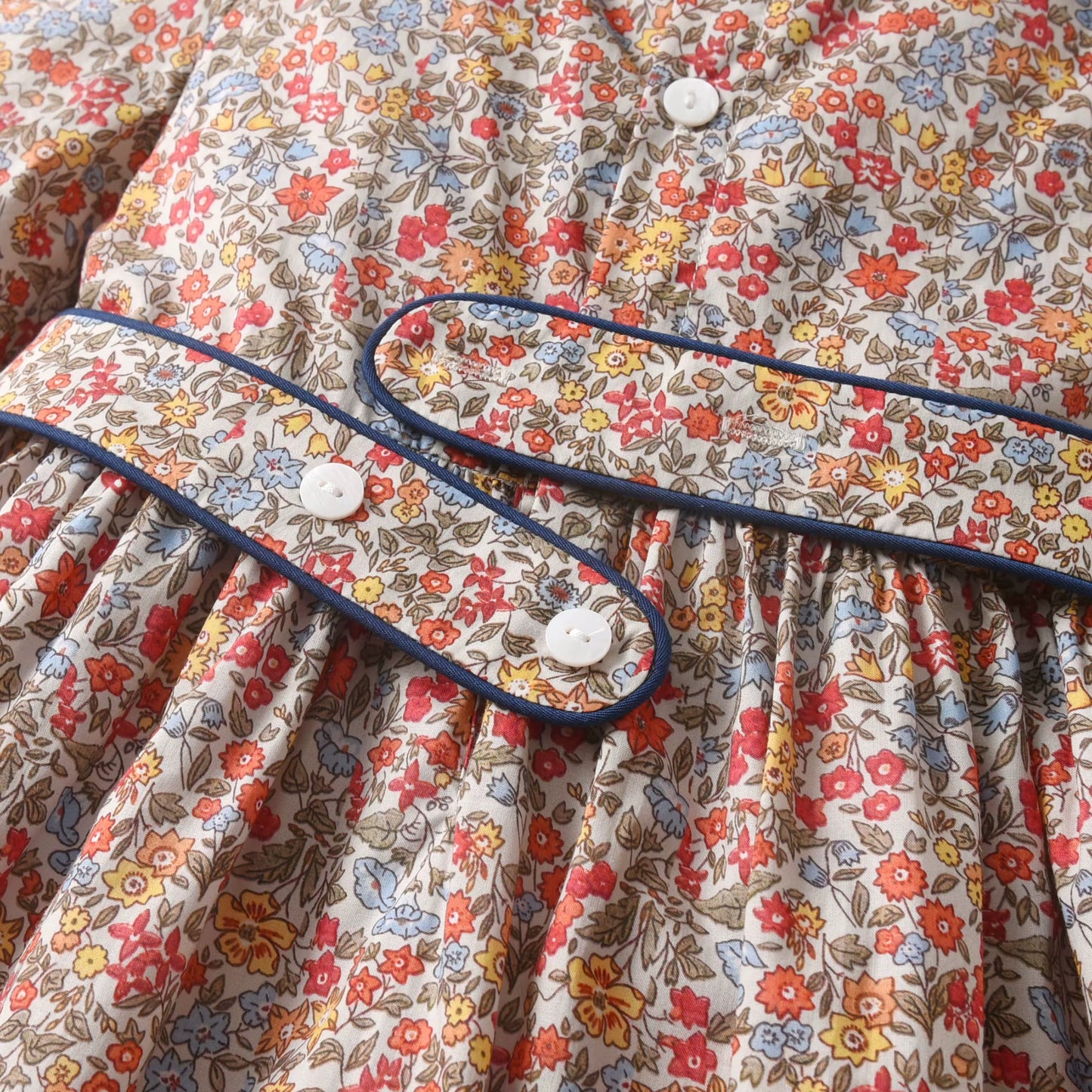 Vintage Meadow Floral Dress with Ruffled Collar,12M to 7T