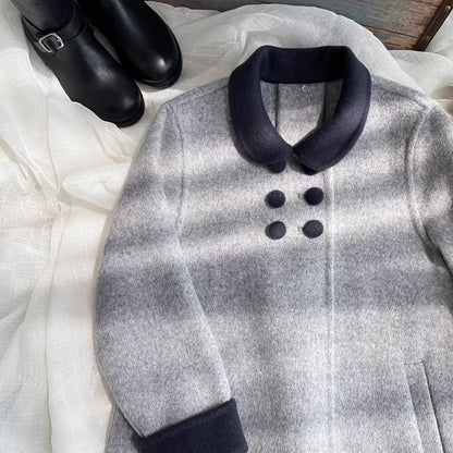 The Classic Grey Pure Wool Coat,2T-7T