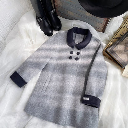 The Classic Grey Pure Wool Coat,2T-7T