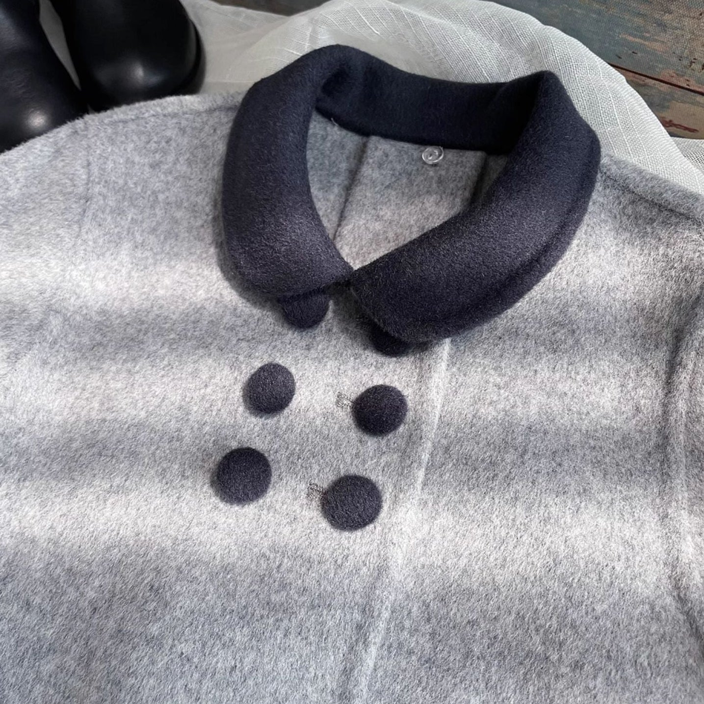 The Classic Grey Pure Wool Coat,2T-7T
