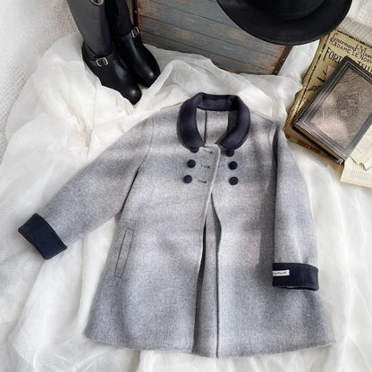 The Classic Grey Pure Wool Coat,2T-7T