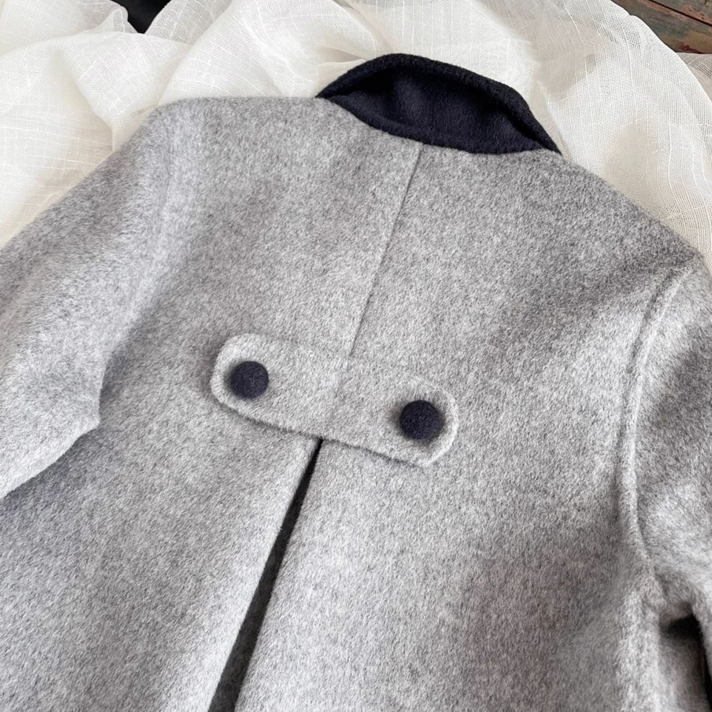The Classic Grey Pure Wool Coat,2T-7T