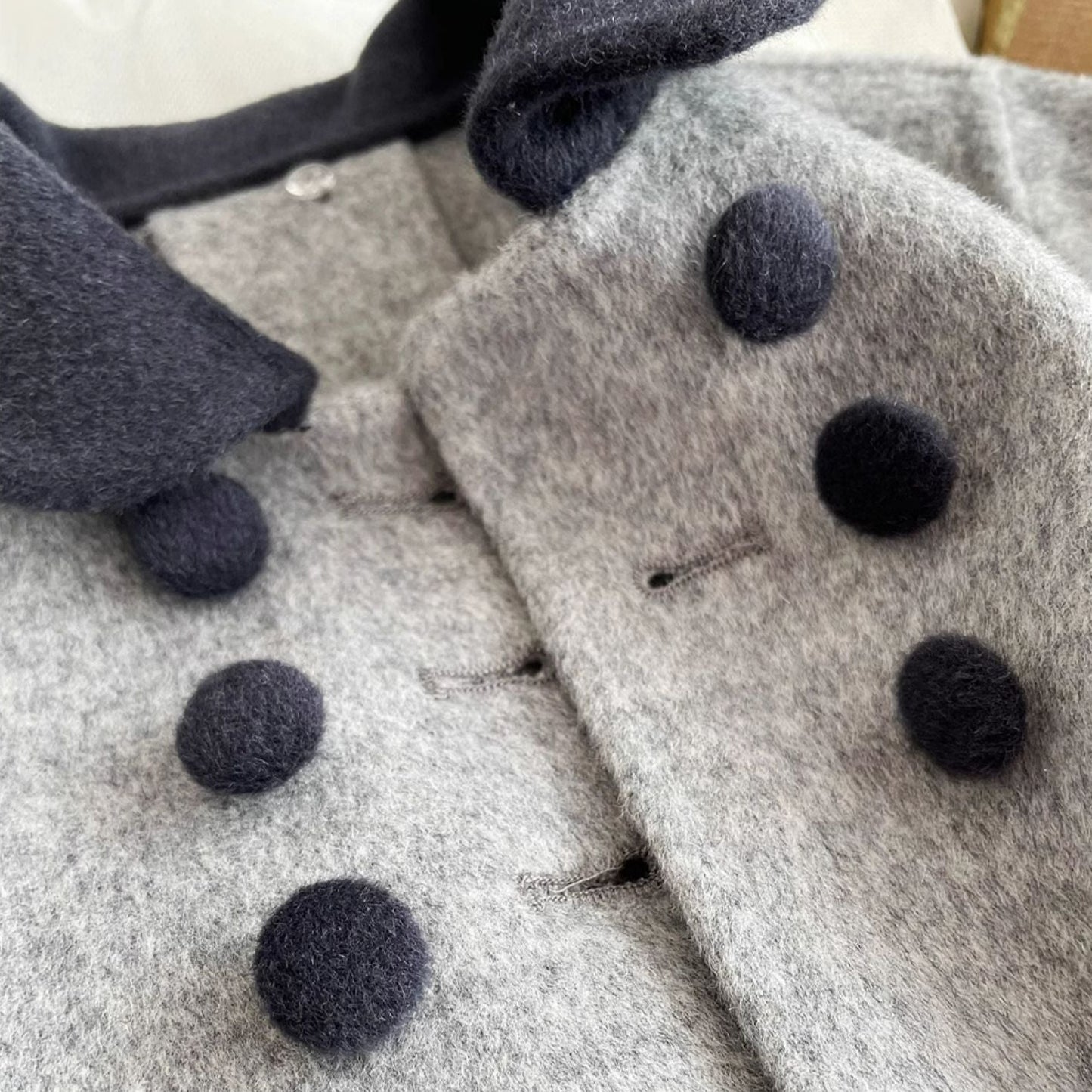 The Classic Grey Pure Wool Coat,2T-7T