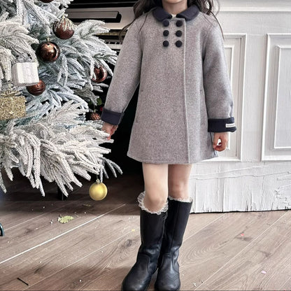 The Classic Grey Pure Wool Coat,2T-7T
