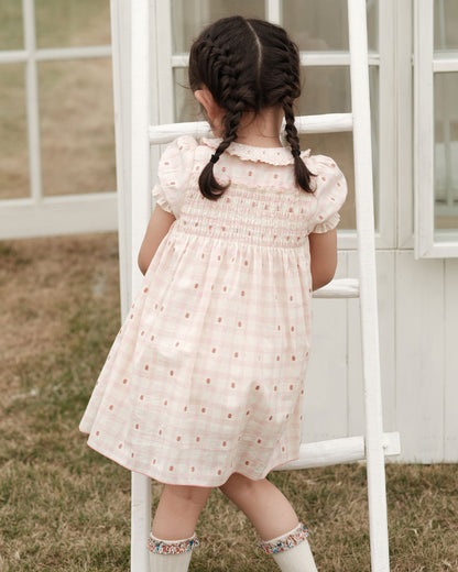 Pink Smocked & Embroidered Dress,12M to 7T.