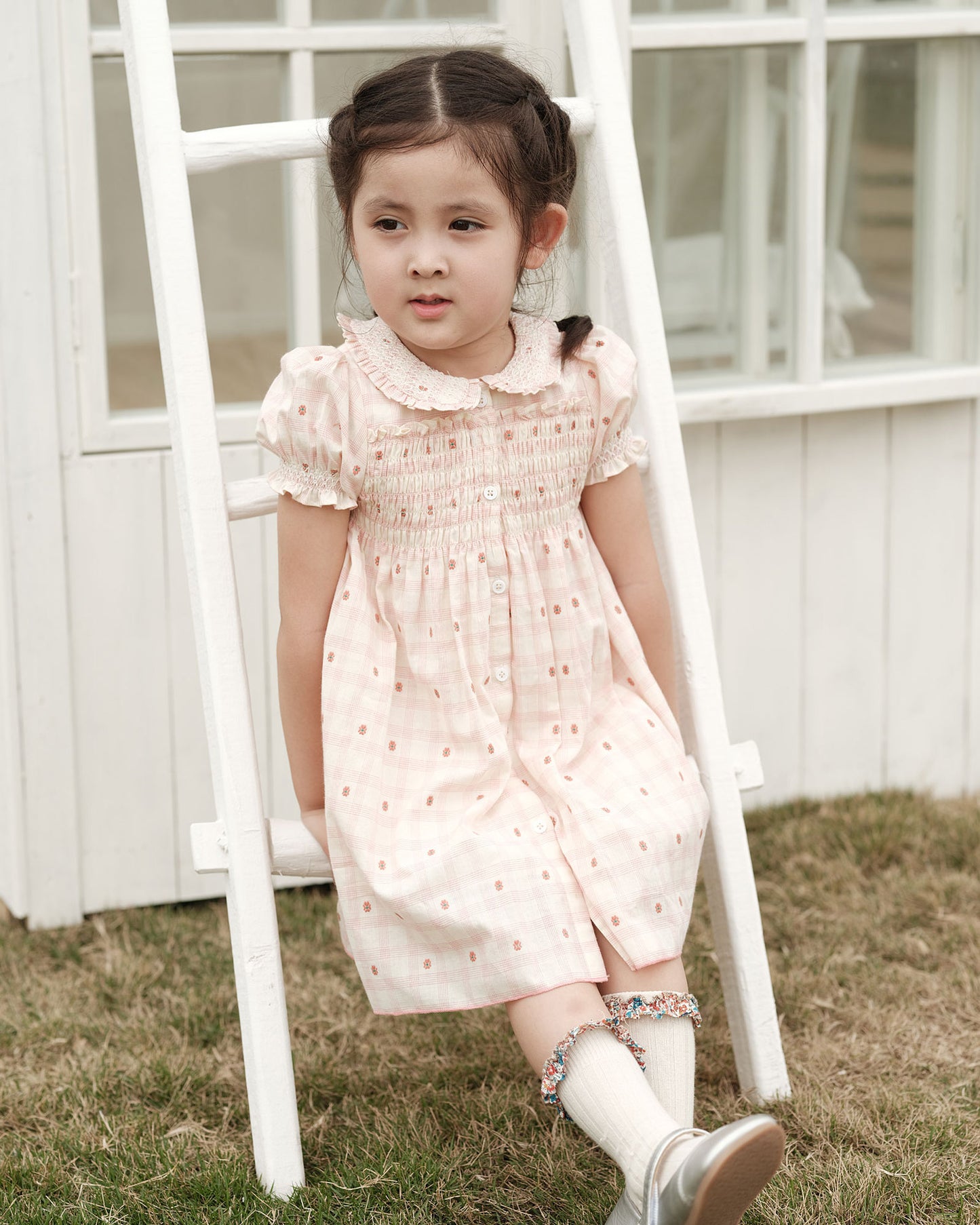 Pink Smocked & Embroidered Dress,12M to 7T.