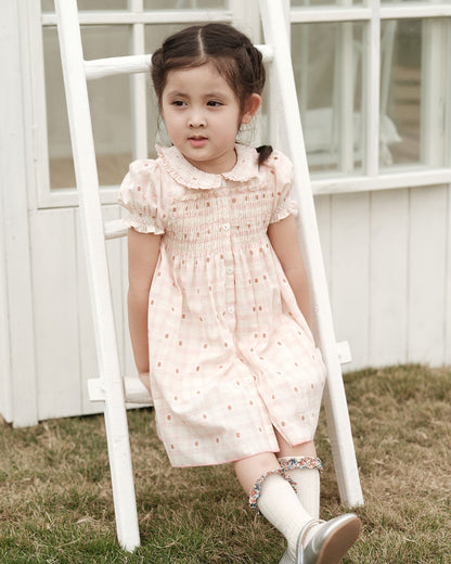 Pink Smocked & Embroidered Dress,12M to 7T.