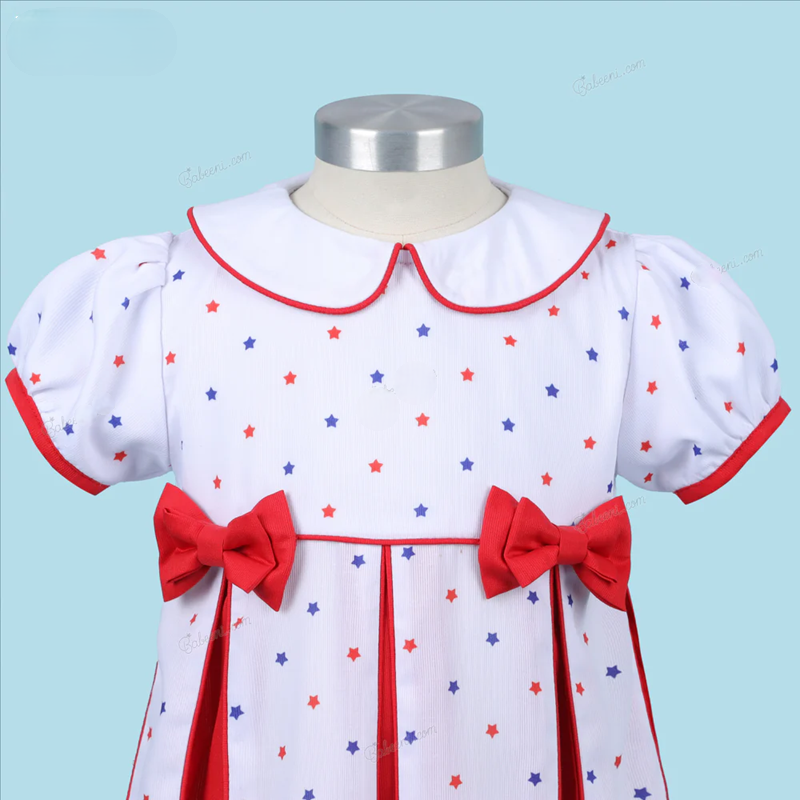 The Liberty Bow Hand Embroidered Dress,3M-8T