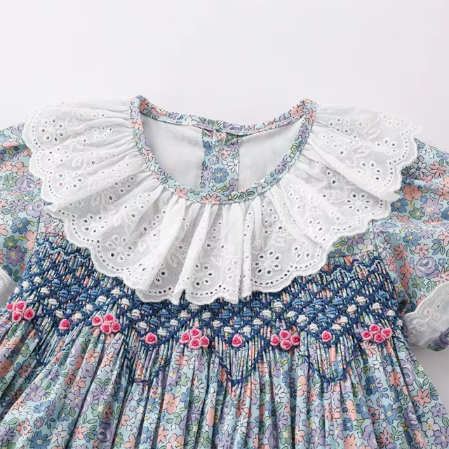 Liberty Blue Hand-Smocked Dress,2T–6T