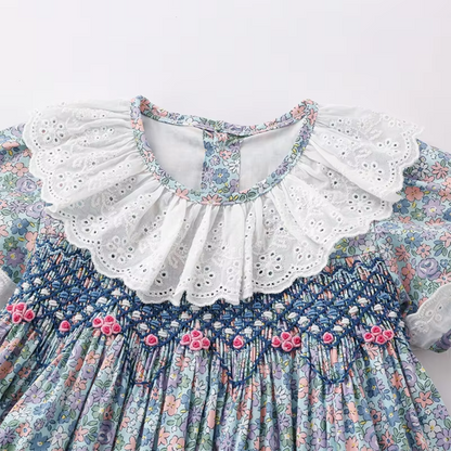 Liberty Blue Hand-Smocked Dress,2T–6T