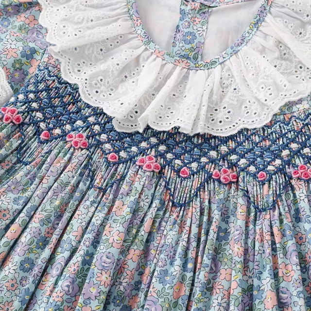 Liberty Blue Hand-Smocked Dress,2T–6T