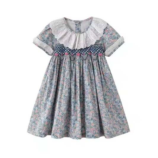 Liberty Blue Hand-Smocked Dress,2T–6T