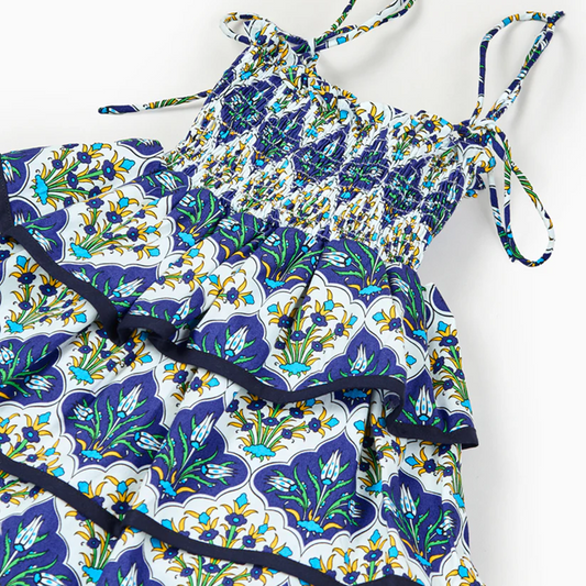 Mediterranean Majolica Print Dress,6M to 6T