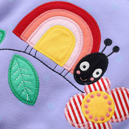 Cute Ladybug Applique Set,2T to 7T.