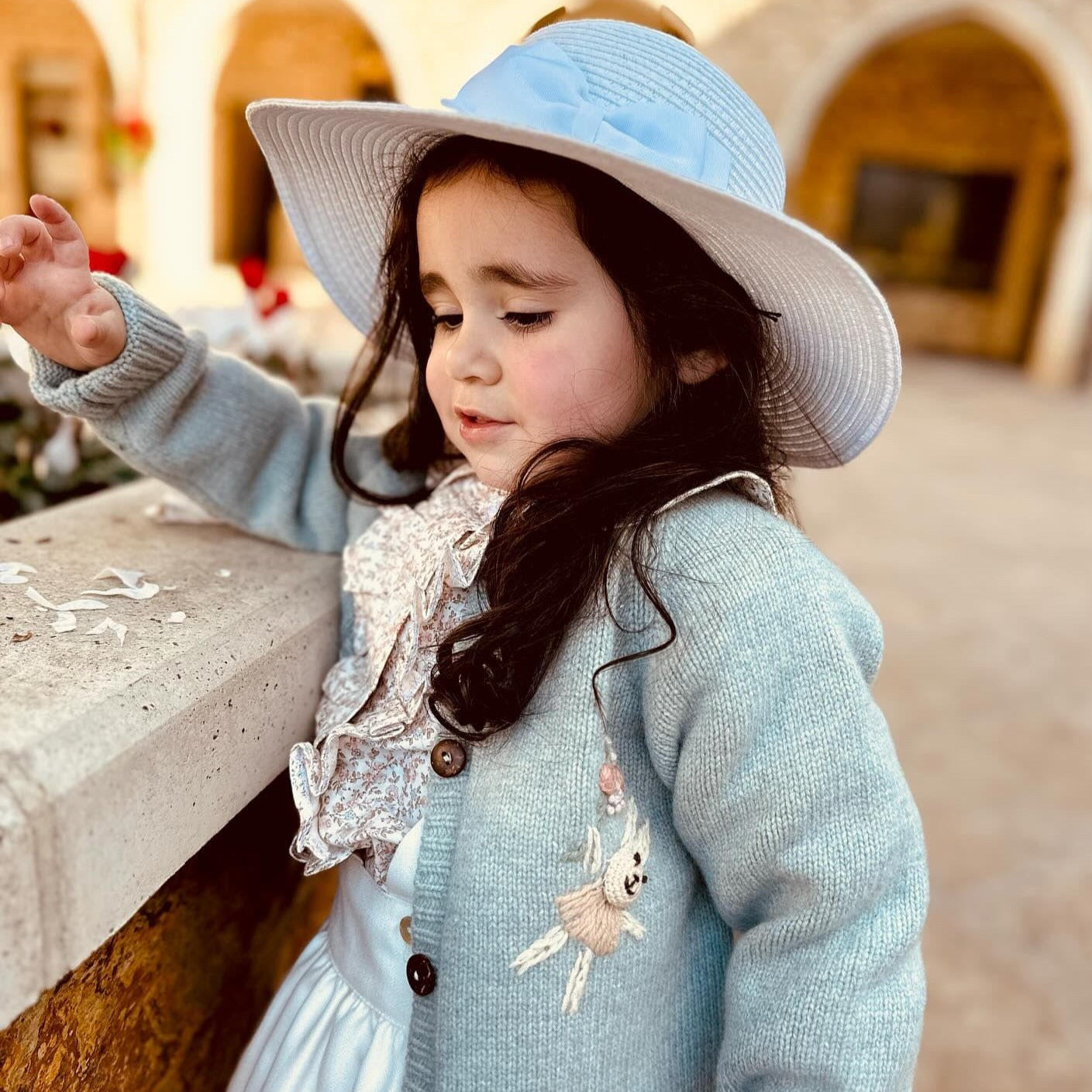 Pure wool hand embroidered cardigan,2T to 7T.