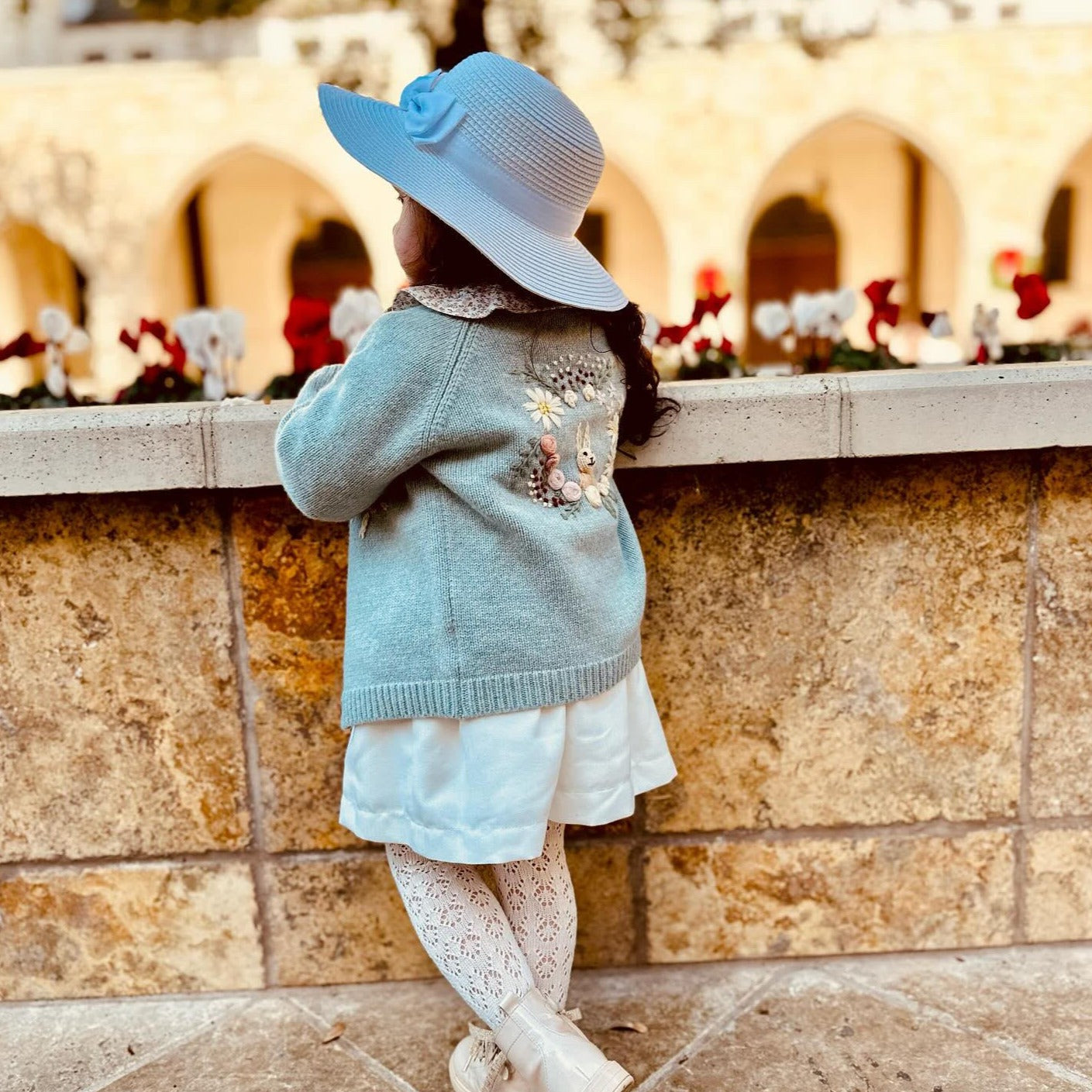 Pure wool hand embroidered cardigan,2T to 7T.