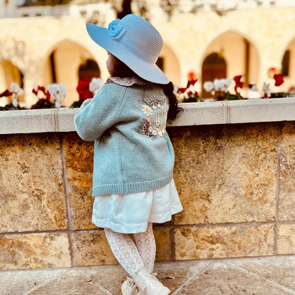 Pure wool hand embroidered cardigan,2T to 7T.