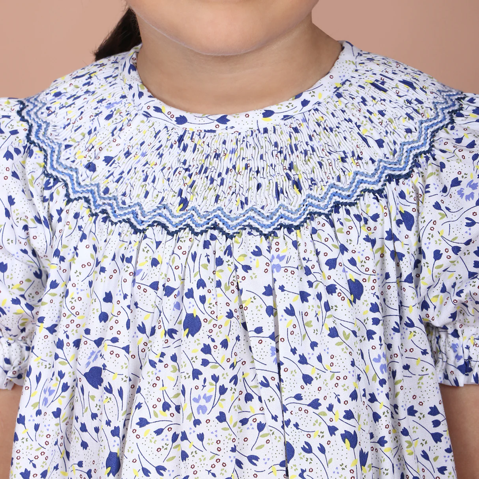 Hand Smocked Floral Dresses, (3M–4T)