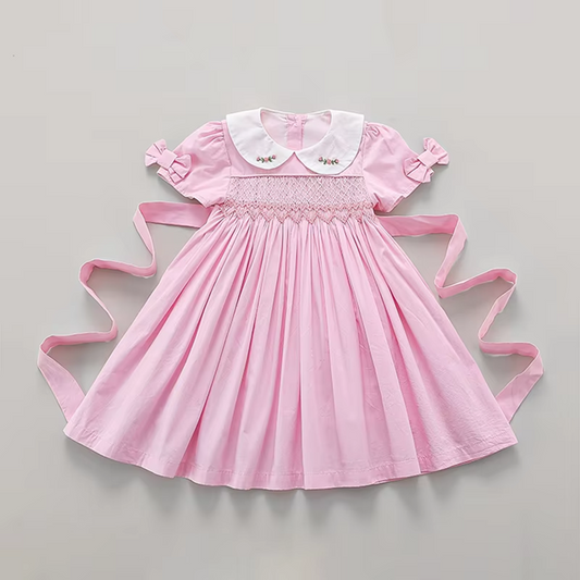 Blush Pink Hand-Smocked Dress,2T–6T