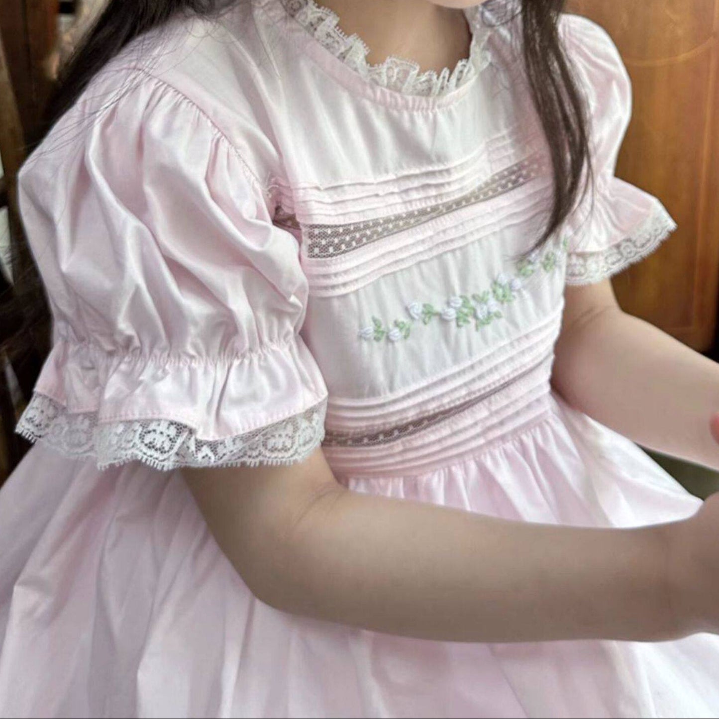 Pink Heirloom Hand Embroidered Dress,2T to 7T