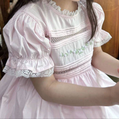Pink Heirloom Hand Embroidered Dress,2T to 7T