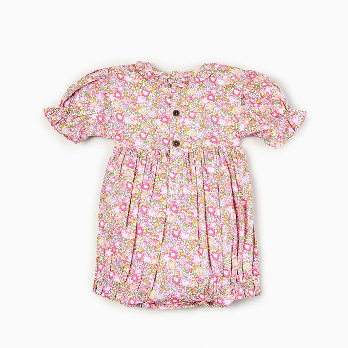 Hand-Smocked Pink Pastel Floral Dress,3M-7T