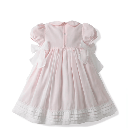 Hand Embroidered Heirloom Dress,Yellow/Pink,12M to 6T.