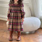 Hand Smocked Plaid Dress,3T to 12T.