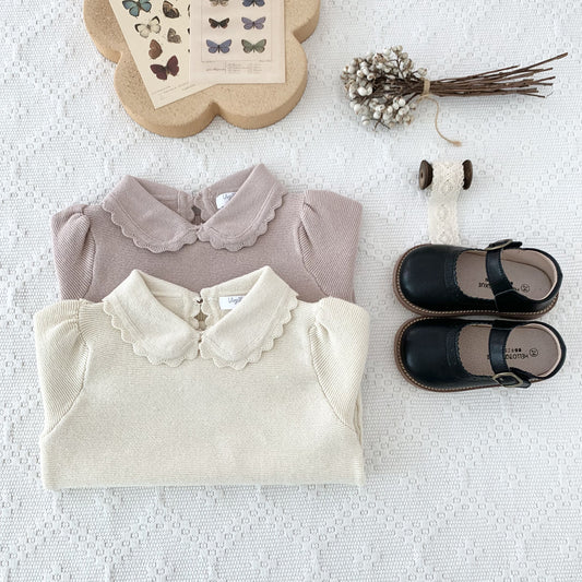 Peter Pan Collar Sweaters,Beige/Pink