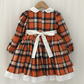 Full Sleeves Embroidered Pumpkin Fall Dress,12M to 12T.