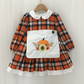 Full Sleeves Embroidered Pumpkin Fall Dress,12M to 12T.