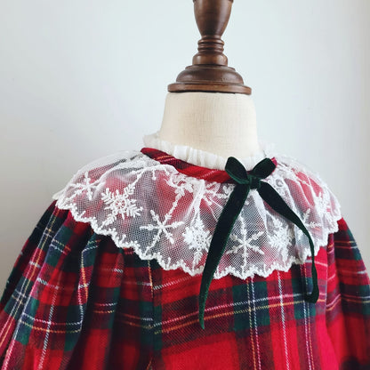 Red Tartan Lace Holiday Dress,12M to 8T