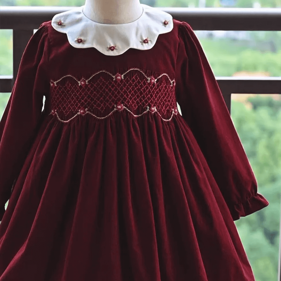 Stunning Red Hand Smocked Dress,2T to 6T.
