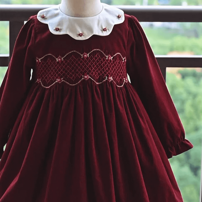 Stunning Red Hand Smocked Dress,2T to 6T.