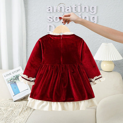 Matching Red Velvet Christmas Dress & Romper,6M to 4T.