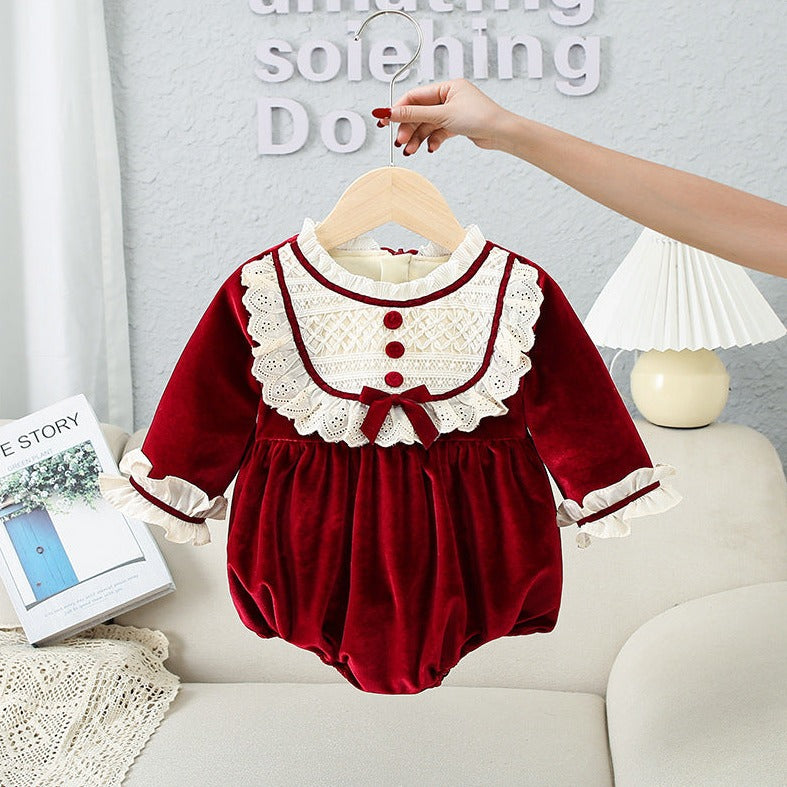 Matching Red Velvet Christmas Dress & Romper,6M to 4T. Romper / 12M Matching Red Velvet Christmas Dress & Romper,6M to 4T. Romper / 12M