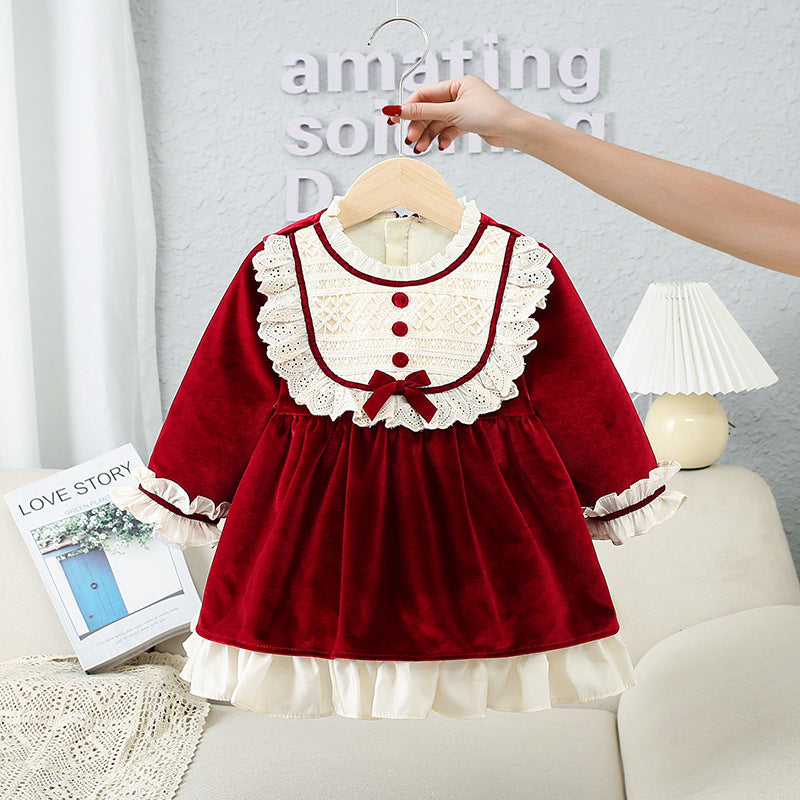 Matching Red Velvet Christmas Dress & Romper,6M to 4T.