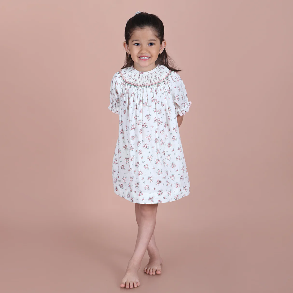 Hand Smocked Floral Dresses, (3M–4T)