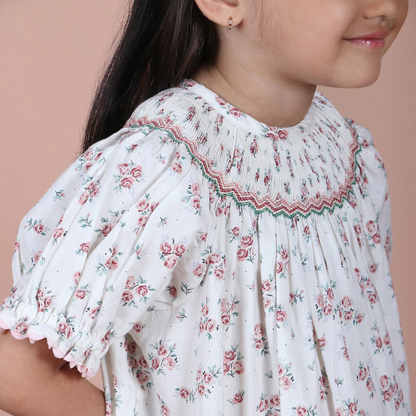 Hand Smocked Floral Dresses, (3M–4T)
