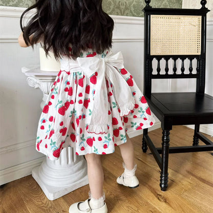 Cute Strawberry Embroidered Dress,2T to 7T.