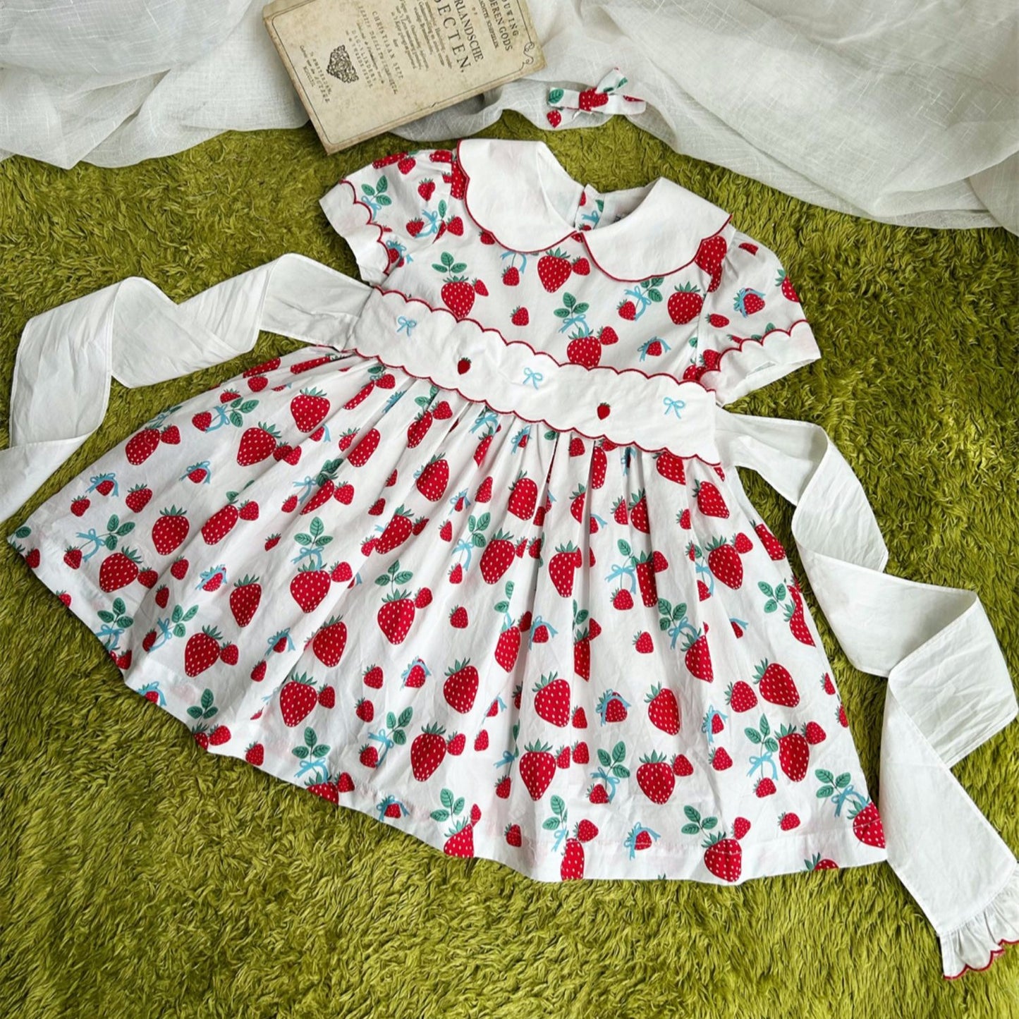 Cute Strawberry Embroidered Dress,2T to 7T.
