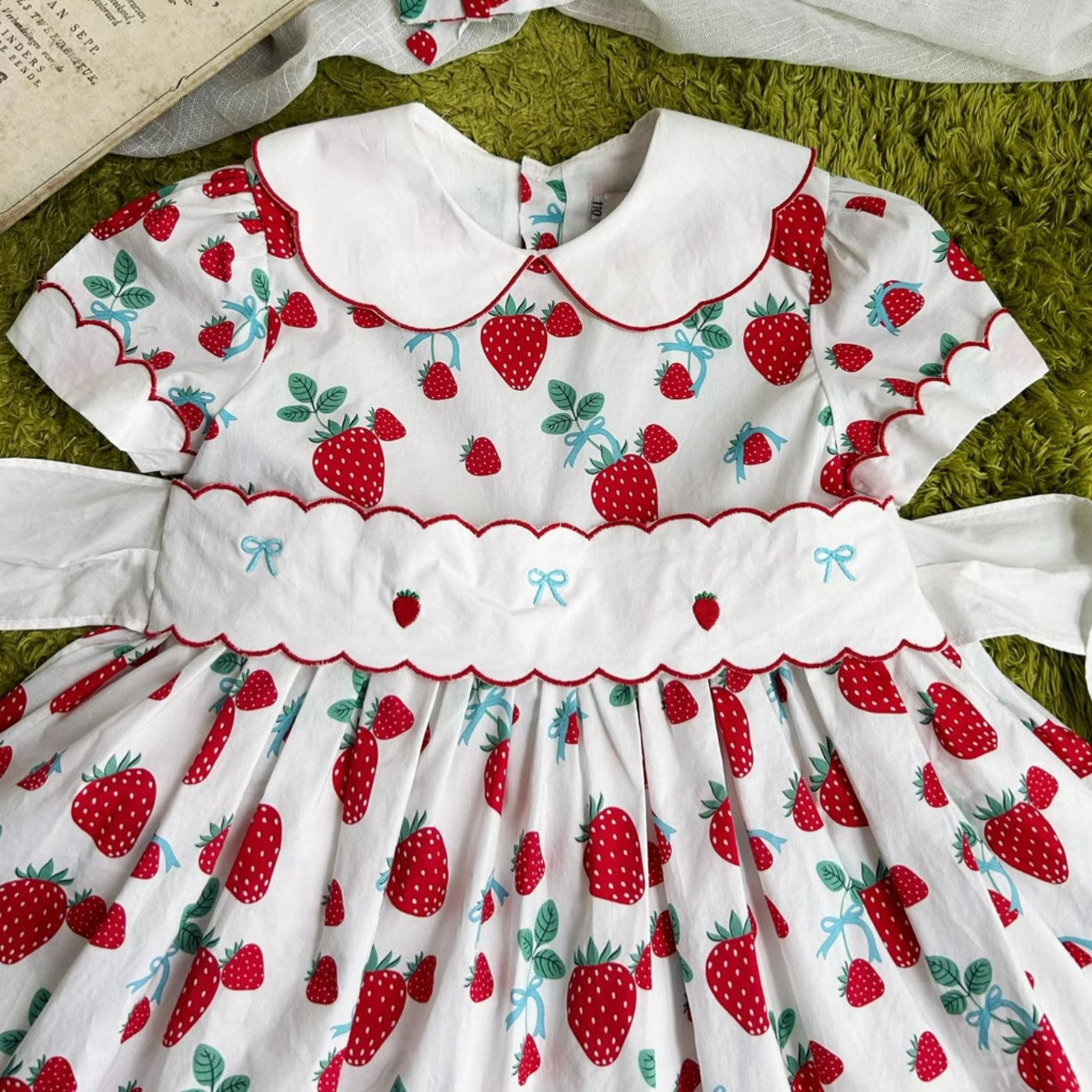 Cute Strawberry Embroidered Dress,2T to 7T.