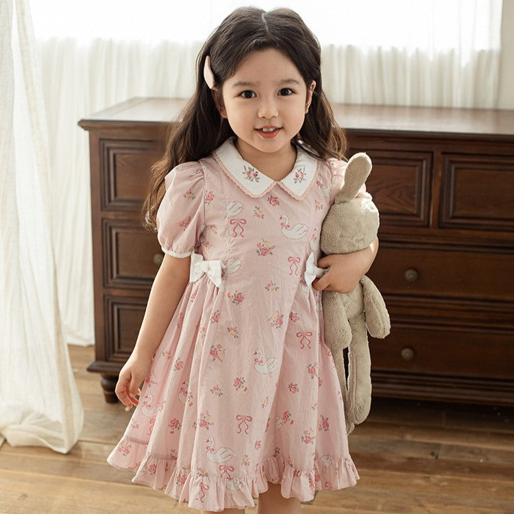 Cute Swan Bow Dress,12M to 6T.