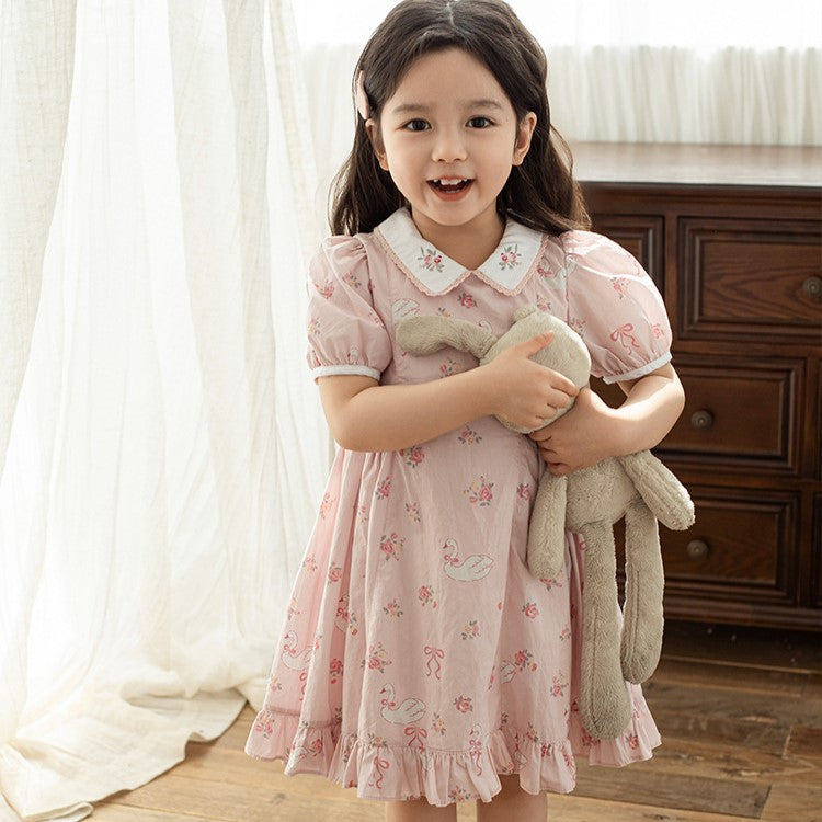 Cute Swan Bow Dress,12M to 6T.