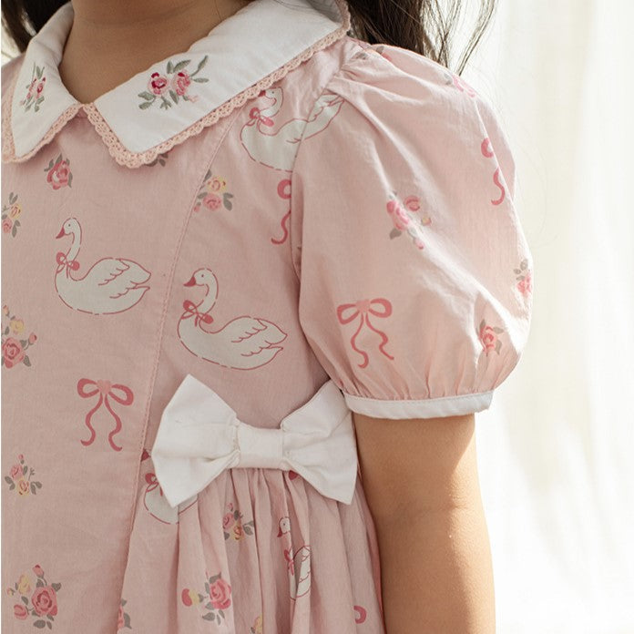Cute Swan Bow Dress,12M to 6T.
