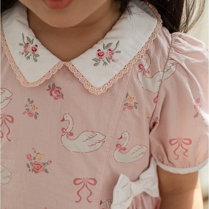 Cute Swan Bow Dress,12M to 6T.
