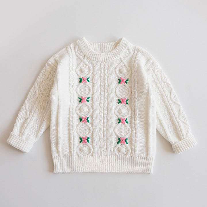 Hand-Embroidered Cotton Cardigan,2T-6T